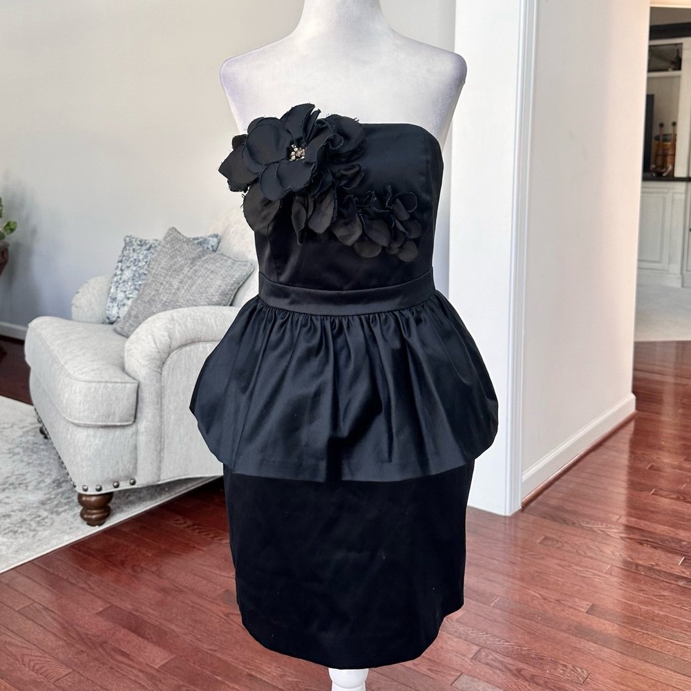 Lily Pulitzer Black 3D Floral Flowers Bodycon Pencil Cocktail Dress